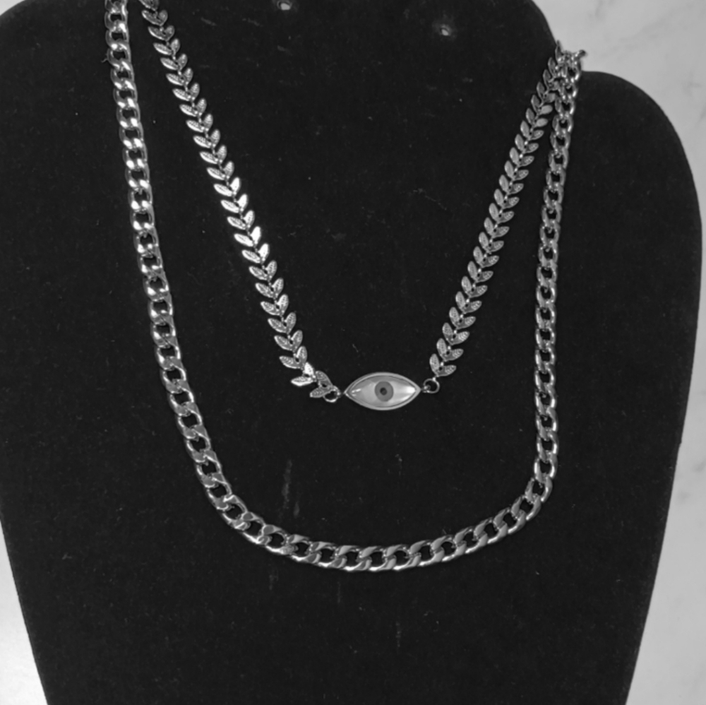 Stainless steel double necklace
